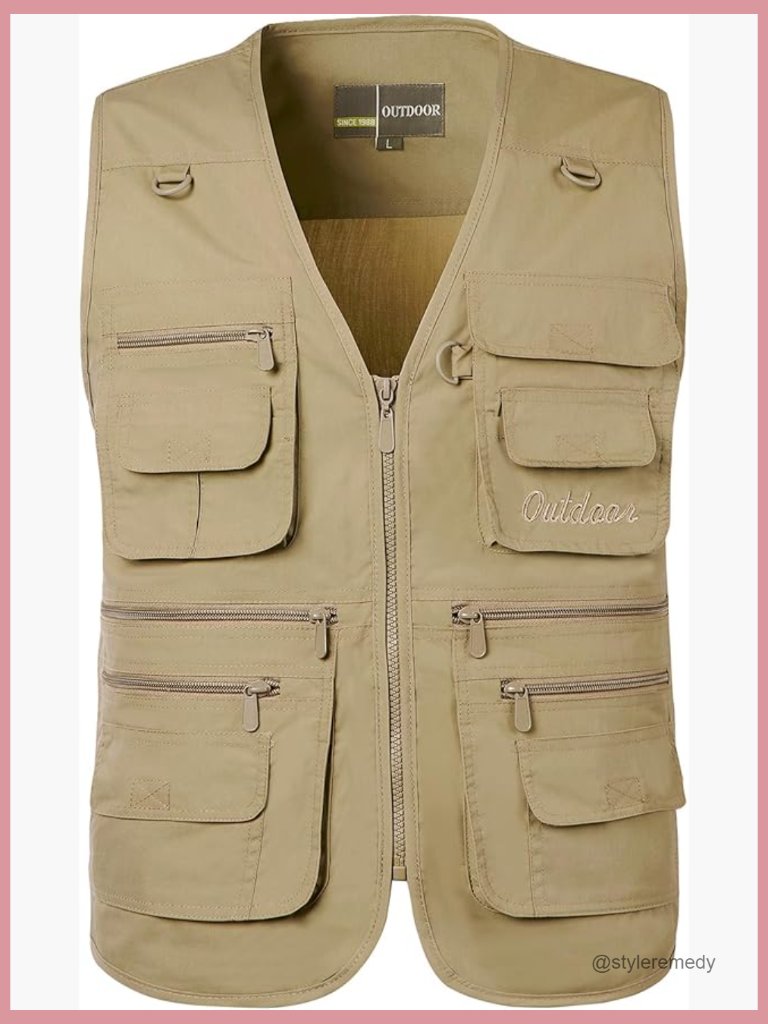 Men's Fishing Vest Utility Lightweight Outdoor Safari Photo Cargo Vest 16
